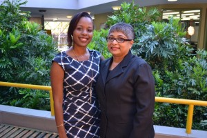 Cindy Alexander poses with her lecturer Ms. Shinelle Grant.