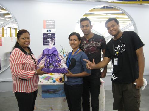 1st Place Winners at Champs Fleurs Campus with Sharon Beharry, Library Assistant