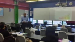 Lecturer, Burt Gransaull addressing attendees at EBS Masters Orientation at the San Fernando campus